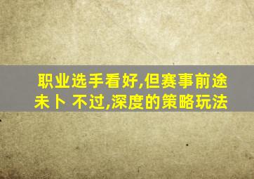 职业选手看好,但赛事前途未卜 不过,深度的策略玩法